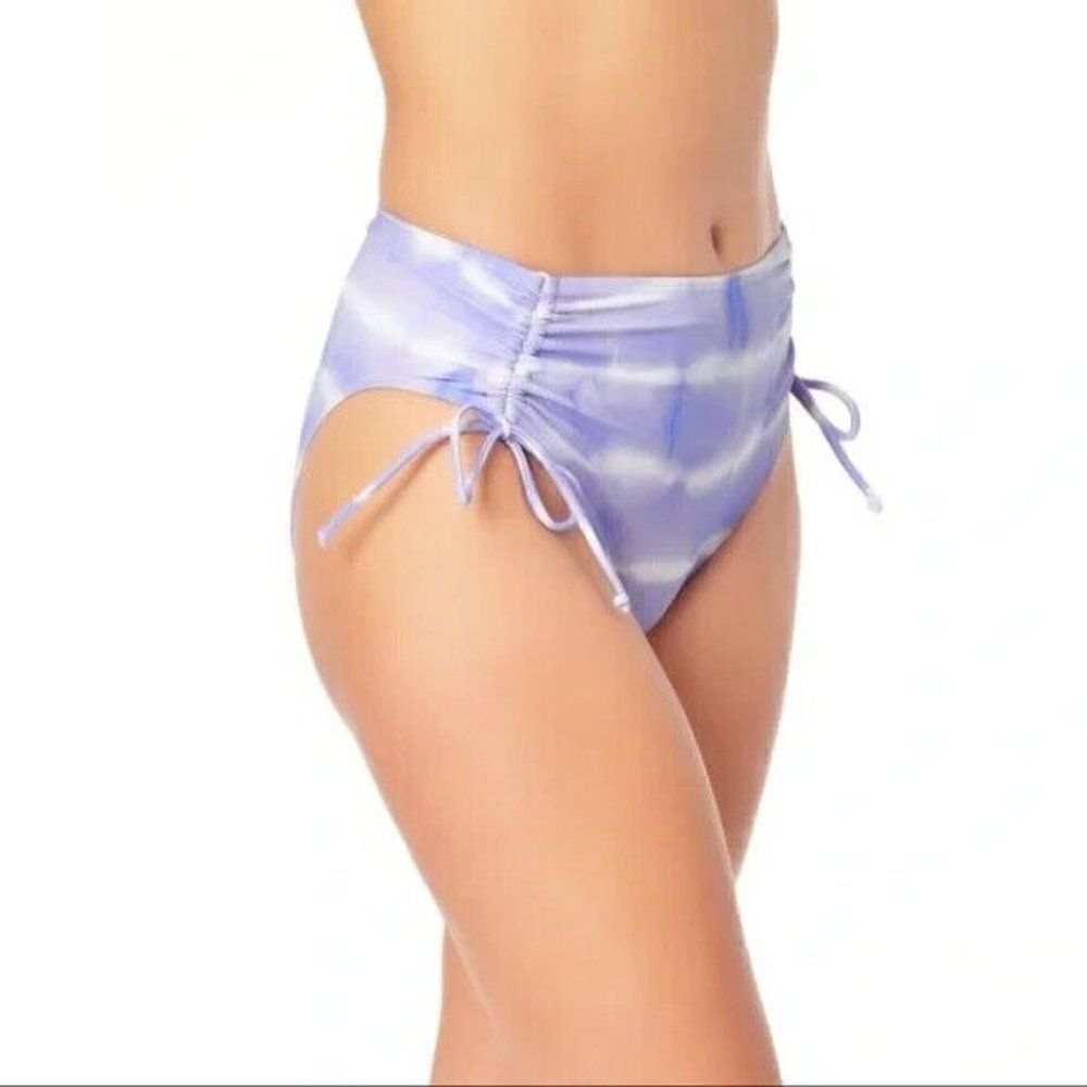 California Waves Juniors Tie-Dyed High-Waist Swim Bottoms Purple Large NWT